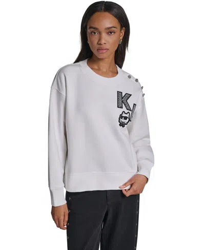 Karl Lagerfeld Women's Choupette Embellished Crewneck Long-sleeve Sweatshirt In Multi