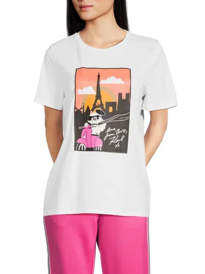 Karl Lagerfeld Women's Choupette Graphic Cotton Tee In White