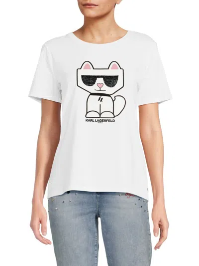 Karl Lagerfeld Women's Choupette Graphic Tee In White