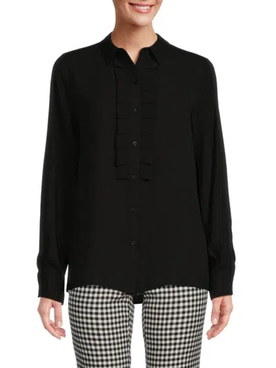 Karl Lagerfeld Women's Classic Button Down Shirt In Black