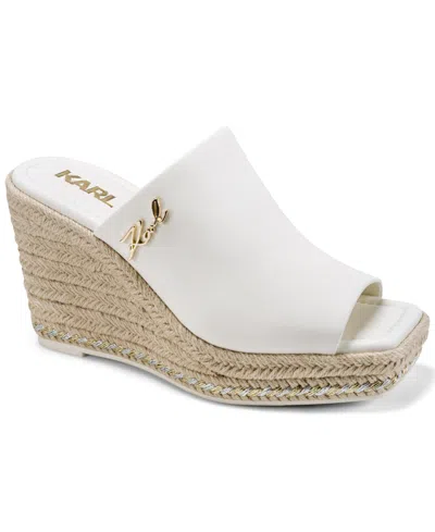 Karl Lagerfeld Paris Corissa Espadrille Platform Wedge Slide Sandal In Multi