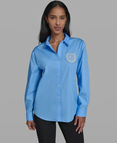 Karl Lagerfeld Women's Collared Blouse In Blue