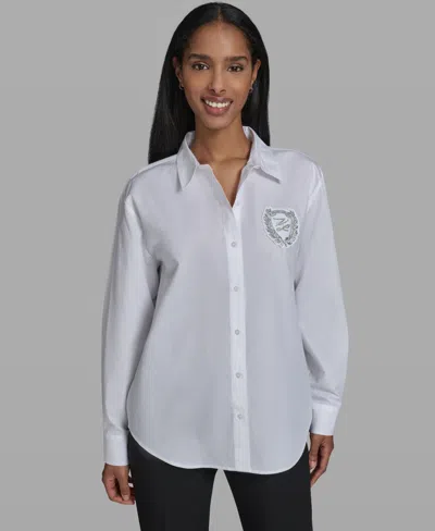 Karl Lagerfeld Women's Collared Blouse In White