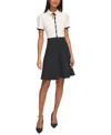 Karl Lagerfeld Womens Puff Sleeve Mini Fit & Flare Dress In Sft Wt,blk