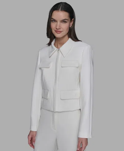 Karl Lagerfeld Women's Collared Jacket In White