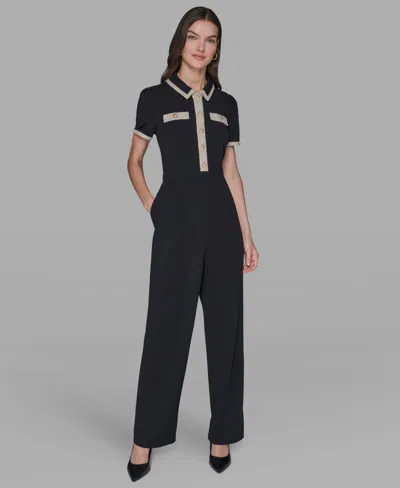 Karl Lagerfeld Women's Collared Jumpsuit In Black