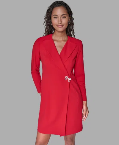 Karl Lagerfeld Women's Collared Neck Jacket Dress In Red