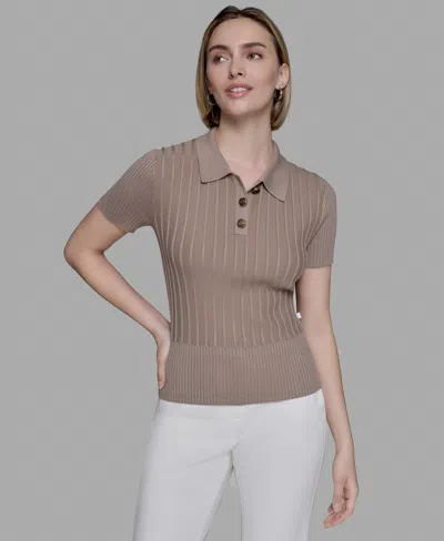 Karl Lagerfeld Women's Collared Ribbed Shirt