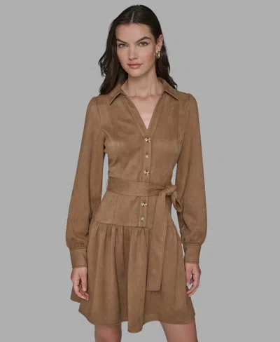 Karl Lagerfeld Women's Collared Shirt Dress In Brown