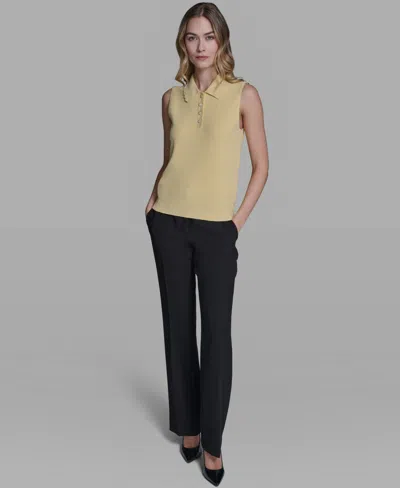 Karl Lagerfeld Women's Collared Sleeveless Sweater In Multi