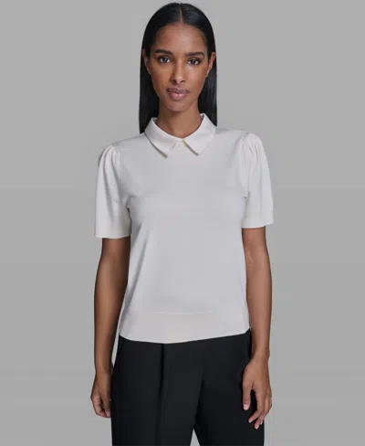 Karl Lagerfeld Women's Collared Sweater In Nude