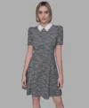 Karl Lagerfeld Women's Collared Tweed A-line Dress In Multi