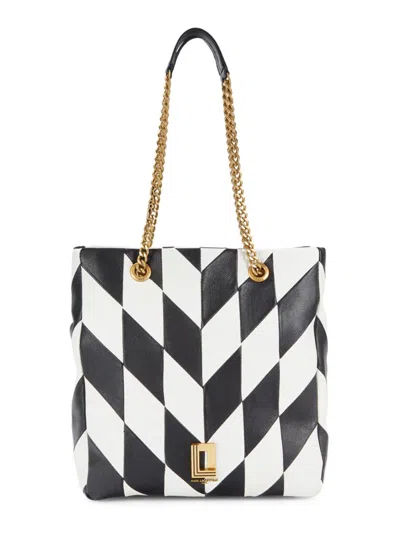 Karl Lagerfeld Women's Colorblock Geometric Leather Shoulder Bag In Black White