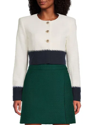 Karl Lagerfeld Women's Colorblock Knit Tweed Jacket