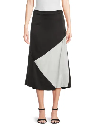 Karl Lagerfeld Women's Colorblock Slip Skirt In Black Soft White