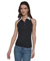 Shop Karl Lagerfeld Women's Contrast-collar Sleeveless Top In Black