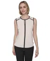 Karl Lagerfeld Women's Contrast-piped Keyhole Camisole In Gray