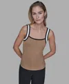 Karl Lagerfeld Women's Contrast Sleeveless Tank Top In Brown