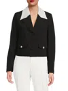 Karl Lagerfeld Women's Contrast Trim Blazer In Black Soft White