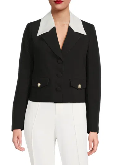 Karl Lagerfeld Women's Contrast Trim Blazer In Black Soft White