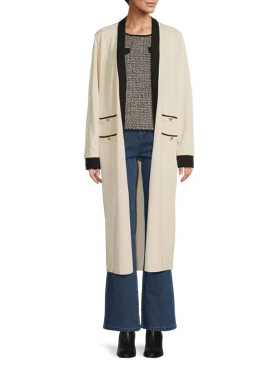 Karl Lagerfeld Women's Contrast-trim Coat In Neutral