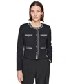 Karl Lagerfeld Women's Contrast-trim Five-button Jacket In Black