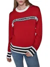 Karl Lagerfeld Women's Contrast Trim Logo Sweater In Red
