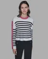 Karl Lagerfeld Women's Contrast Trim Pull-on Sweater In White