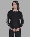 Karl Lagerfeld Women's Contrast Trim Pull-on Sweater In Black
