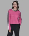 Karl Lagerfeld Women's Contrast Trim Pull-on Sweater In Pink