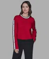 Karl Lagerfeld Women's Contrast Trim Pull-on Sweater In Red