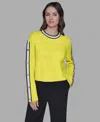 Karl Lagerfeld Women's Contrast Trim Pull-on Sweater In Yellow