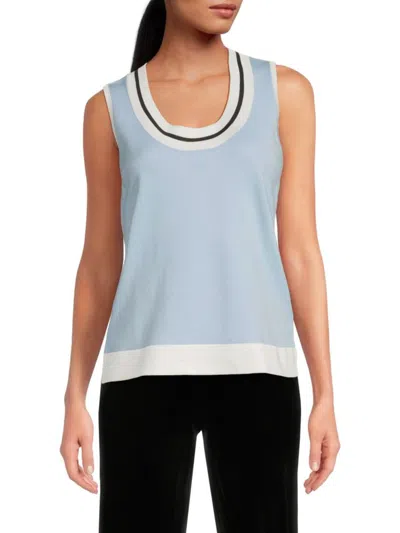 Karl Lagerfeld Women's Contrast Trim Rayon-blend Sweater Tank