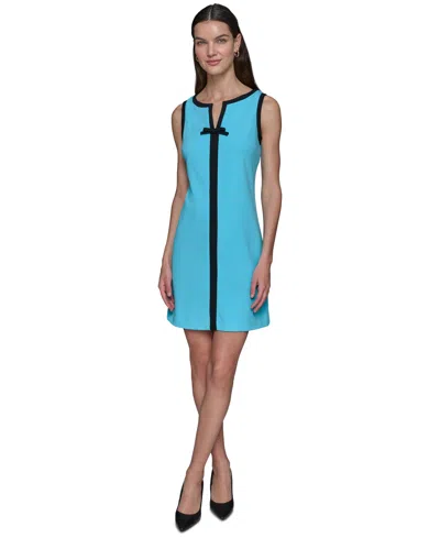 Karl Lagerfeld Women's Contrast Trim Sheath Dress In Hydrng,bla