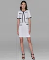Karl Lagerfeld Women's Contrast-trim Short-sleeve Jacket In White