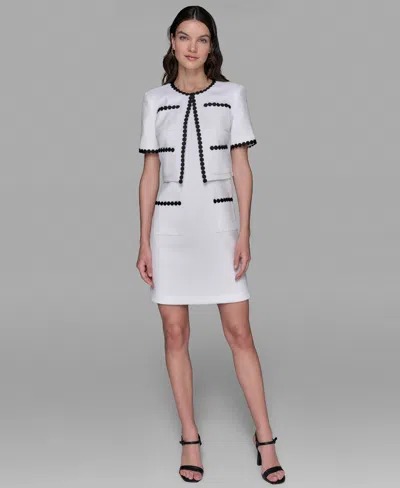 Karl Lagerfeld Women's Contrast-trim Short-sleeve Jacket