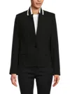 Karl Lagerfeld Women's Contrast Trim Single Breasted Blazer In Black