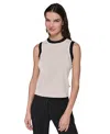Karl Lagerfeld Women's Contrast-trim Sleeveless Sweater In Pavement