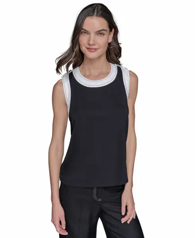 KARL LAGERFELD WOMEN'S CONTRAST-TRIM SLEEVELESS TOP