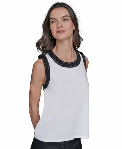 KARL LAGERFELD WOMEN'S CONTRAST-TRIM SLEEVELESS TOP