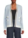 Karl Lagerfeld Women's Contrast-trim Stretch Knit Open-front Cardigan