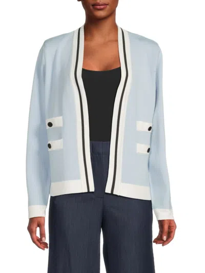 Karl Lagerfeld Women's Contrast-trim Stretch Knit Open-front Cardigan
