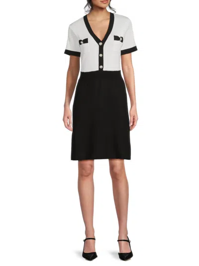 Karl Lagerfeld Women's Contrast-trim Sweater Minidress