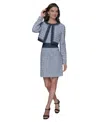 Karl Lagerfeld Tweed Cropped Jacket In Chambray Blue Multi,indigo