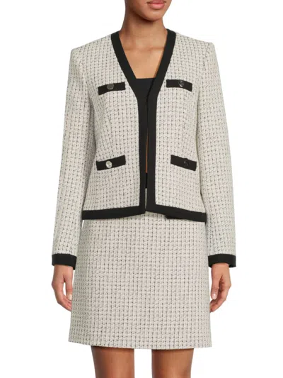 Karl Lagerfeld Women's Contrast-trim Tweed Jacket In Black Multi