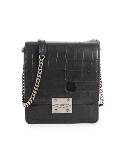 Karl Lagerfeld Women's Corinne Embossed Leather Crossbody Bag In Black