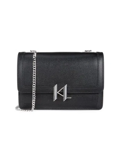 Karl Lagerfeld Women's Corinne Logo Leather Shoulder Bag In Black Silver