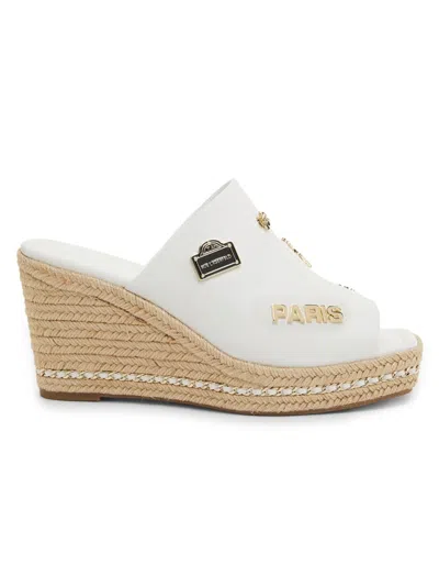 Karl Lagerfeld Women's Corissa 100mm Icon Wedge-heel Espadrilles In Bright White