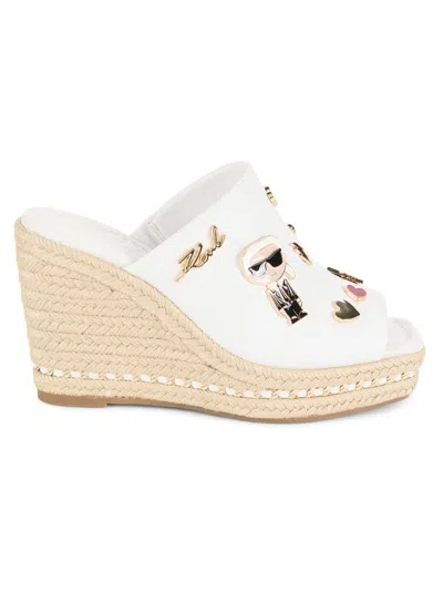 Karl Lagerfeld Women's Corissa Embellished Leather Espadrille Sandals In Bright White