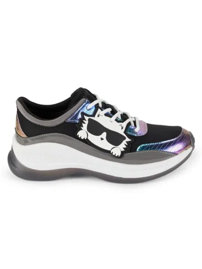 Karl Lagerfeld Women's Coty Logo Low Top Sneakers In Slate Black